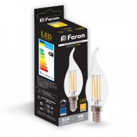 Світлодіодна лампа Feron Filament LB-69 4Вт E14 2700K свічка на вітрі