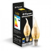 Світлодіодна лампа Feron Filament LB-59 4Вт E14 2200K свічка на вітрі