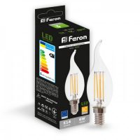 Світлодіодна лампа Feron Filament LB-159 6Вт E14 4000K свічка на вітрі