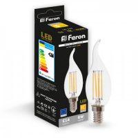 Світлодіодна лампа Feron Filament LB-159 6Вт E14 2700K свічка на вітрі