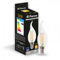 Світлодіодна лампа Feron Filament LB-59 4Вт E14 2700K свічка на вітрі