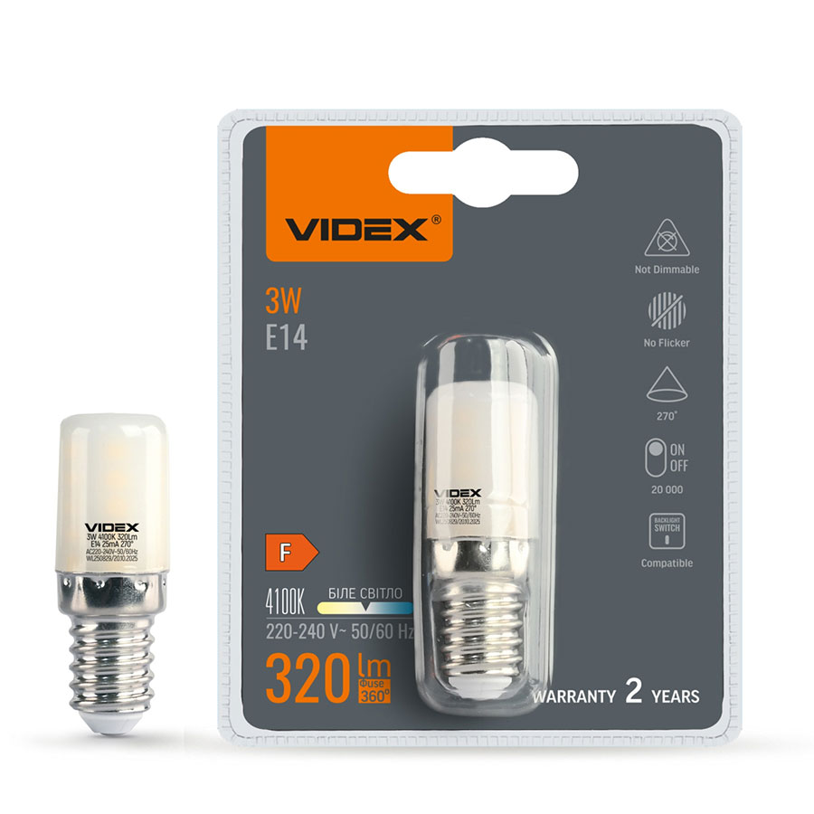 Лампа LED ST25e 3W E14 4100K 220 V (холодильник) VL-ST25e-03144