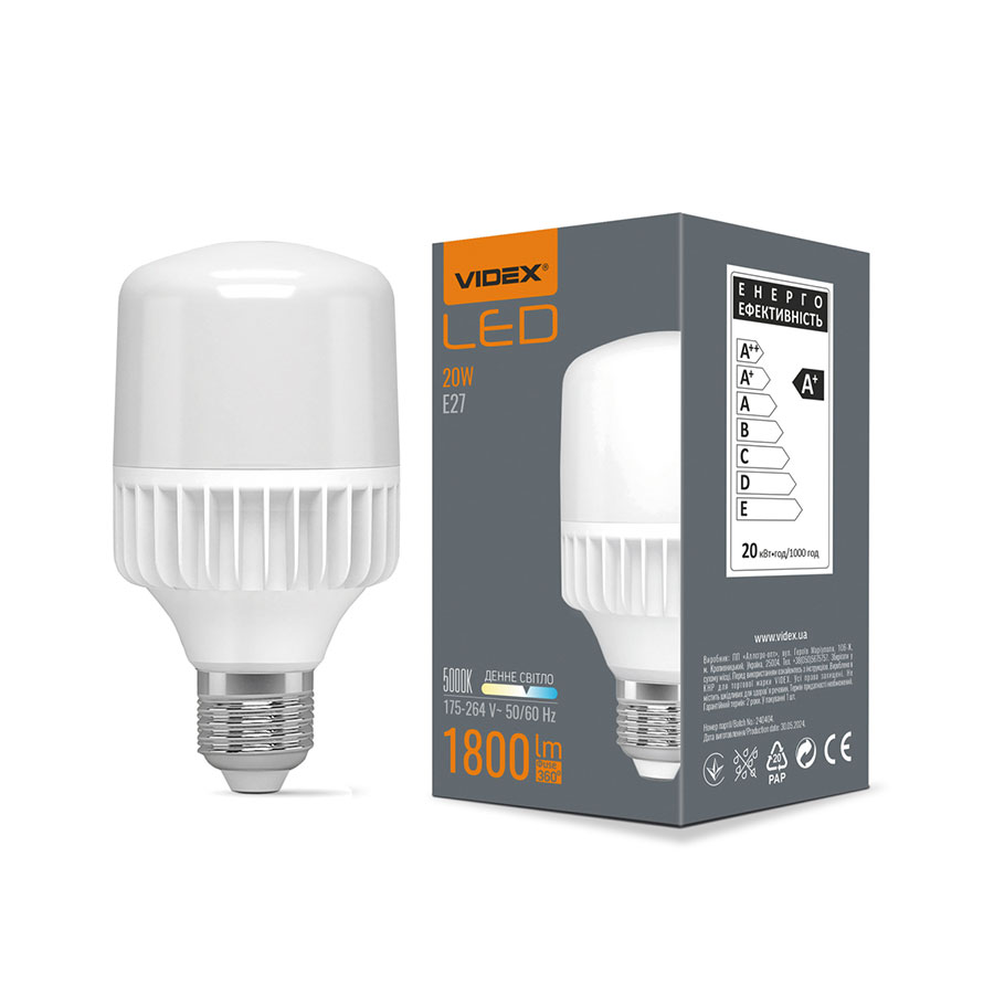 Лампа LED  A65 20W E27 5000K 220V VL-A65-20275