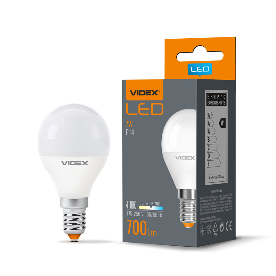 Лампа LED G45E 7W E14 4100K 220V VL-G45e-07144