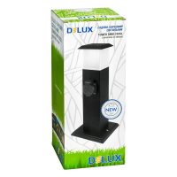 Світ.сад-парк. Delux Tower SMM-202GL E14+ роз. 2 вих. з/з і з кришкою 16А чорн.мет. IP44