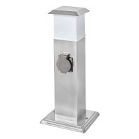 Світ.сад-парк. Delux Tower SMS-201GLT E14 таймер+ роз. 1 вих. з/з і з кришкою 16А нерж.сталь IP44