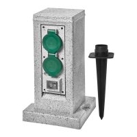 Розетка сад. Delux Spike STA-204GGS роз. 4 вих. з/з і з кришкою 16А 3680W +вим.(сут.реле авто 1100W)