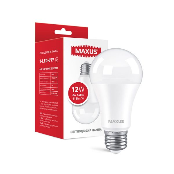 Лампа 1-LED-777(563-P) A60 12W 3000K 220V E27