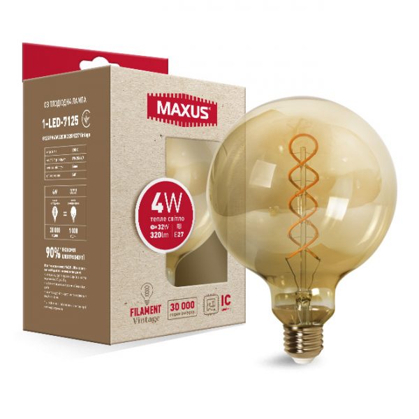 .Лампа 1-LED-7125 G125 FM 4W 2200K 220V E27 Vintage