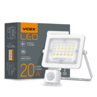 Прожектор LED 20W 5000K 220V IP65 білий з датч.руху та освітл. VL-F2e205W-S VIDEX