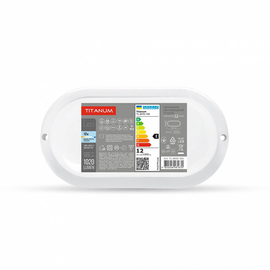 Світ-к LED накл.овал 12W 1020Lm 6500K 220V IP65 TL-BHO-126