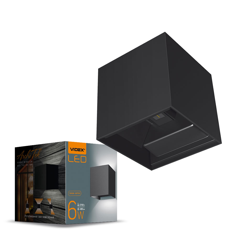 Світ-к LED архітект. 6W 480Lm 2700K IP54, чорн. VL-AR04-062B