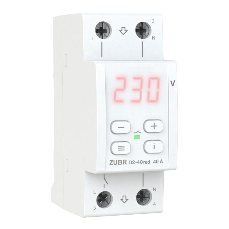 Реле напруги 1ф 40A D2-40t Red з термозах. S2 ZUBR