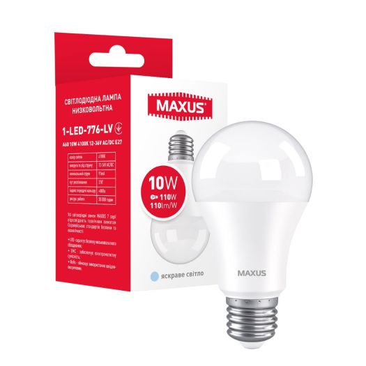 Лампа 1-LED-776-LV A60 10W 4100K 12-36V E27