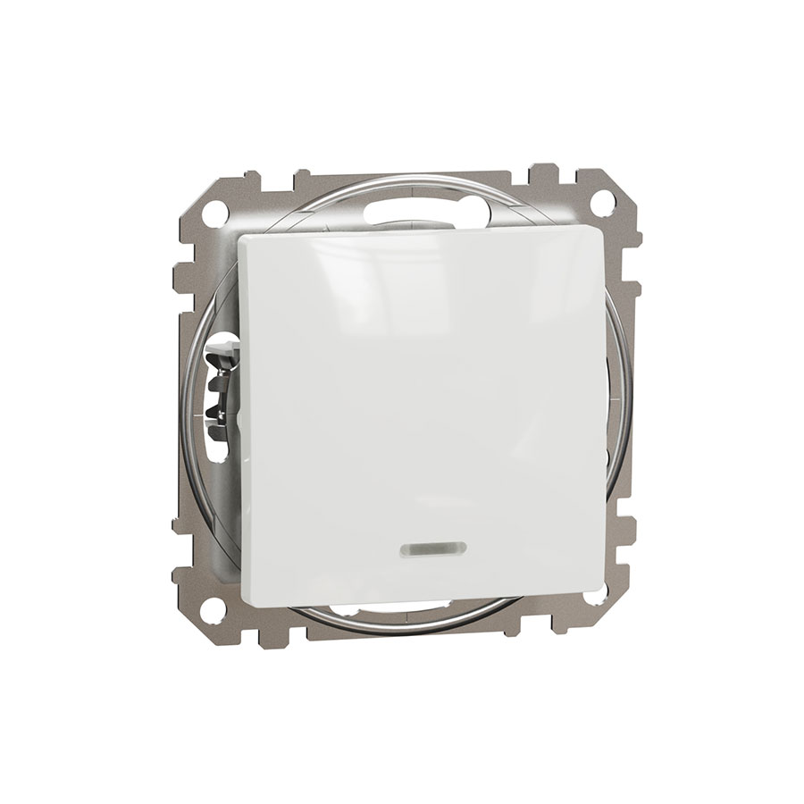 Одноклавішний вимикач з підсвіткою Білий Sedna Design SDD111101L