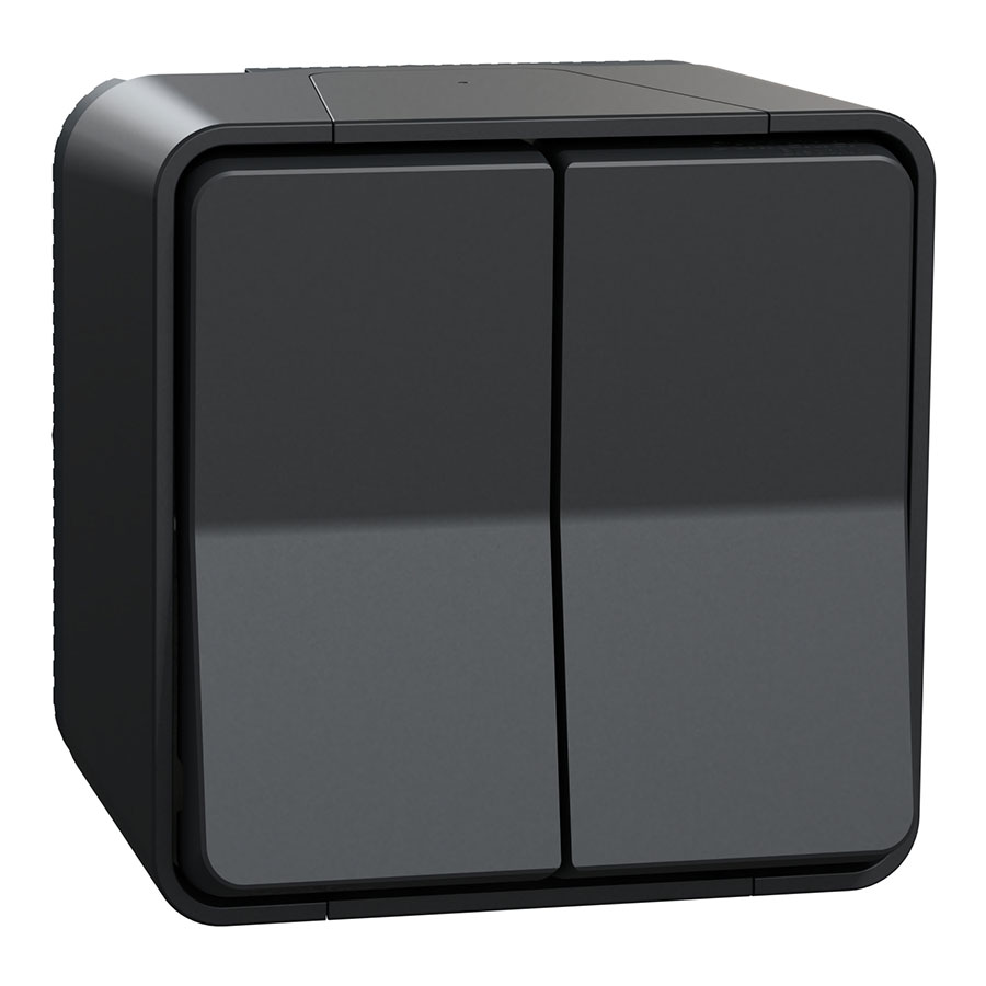 Перемикач двоклавішний, в зборі зовн., чорний, IP55 Mureva Styl MUR35022