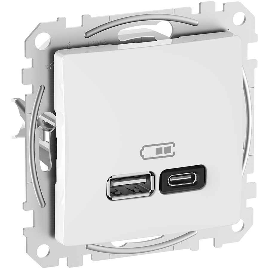 USB розетка A+C, 3 A, 45 Вт, Білий Sedna Design