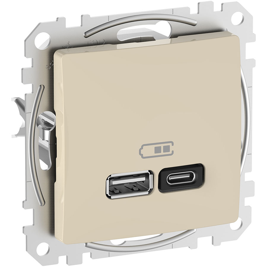 USB розетка A+C, 3 A, 45 Вт, Бежевий Sedna Design