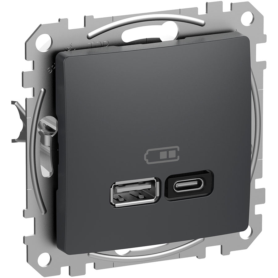 USB розетка A+C, 3 A, 45 Вт, Чорний Sedna Design