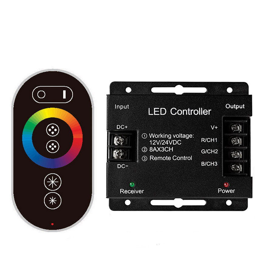 Радіо-контролер RGB-Touch 6 кнопок 24A чорний TM Motoko