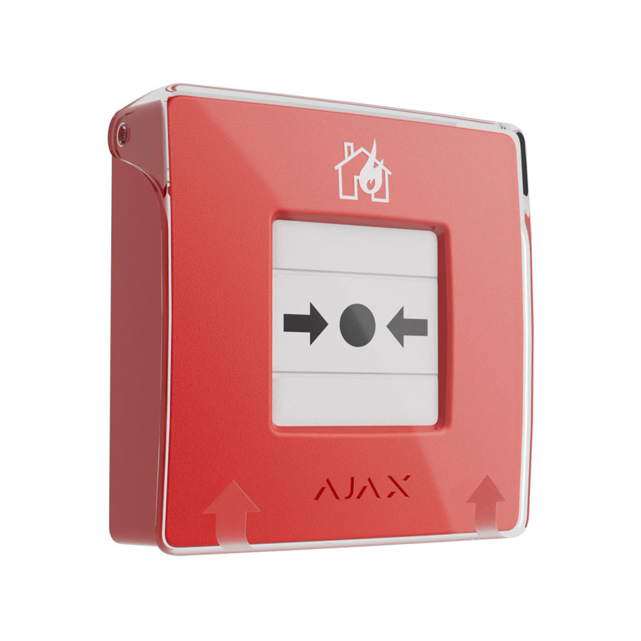 Бездротова настінна кнопка для активації пожежної тривоги вручну Ajax ManualCallPoint (Red) Jeweller (Для житлових обʼєктів)