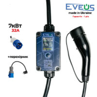 Зарядний пристрій EVEUS M32 GBT PRO 7.4кВт 32А LCD WiFi+5/32 перех Зарядний пристрій EVEUS Type-2 PRO 11кВт 3х16А 380В