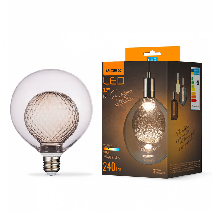 Лампа LED-нитка G125 3,5W 240Lm E27 3000K 220V Bulb in bulb VL-DG125-BB80LF
