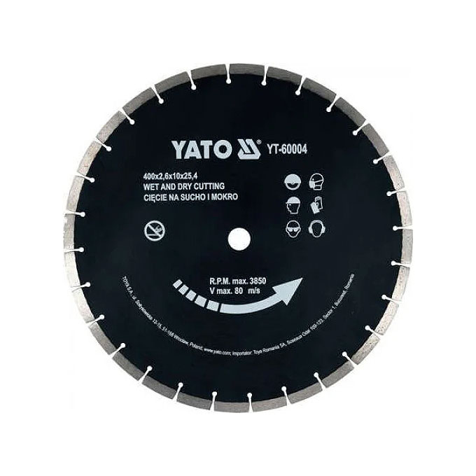 Диск алмазний сегментний по бетону YATO 400х25,4х3,6 мм YT-60004 (до YT-84820)