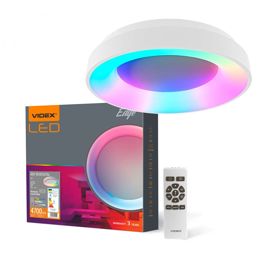 Світ-к LED круг 72W 2700K-6000K RGB біл., EDGE-RC-72W-WHITE(VLE-ERC-RGB-72W)