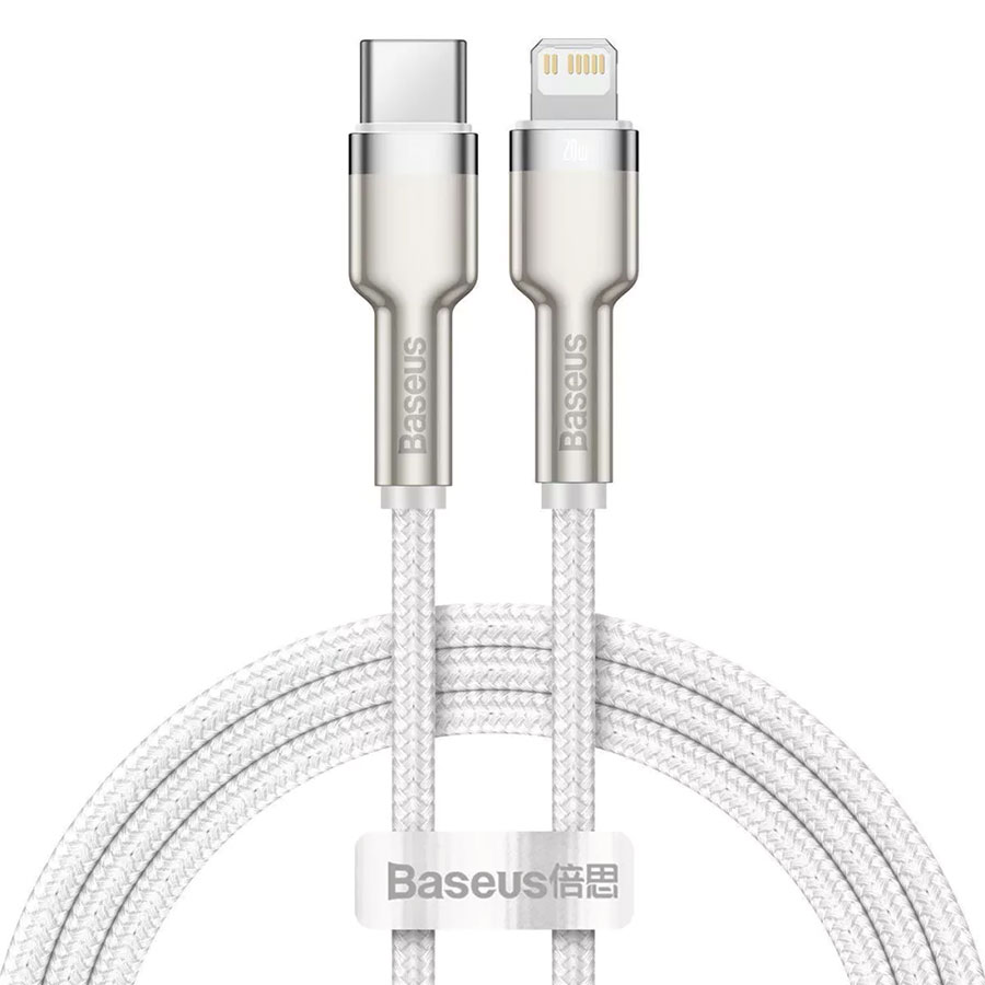 Кабель USB Type-C to Lightning PD 20W 1m білий Cafule Metal Baseus