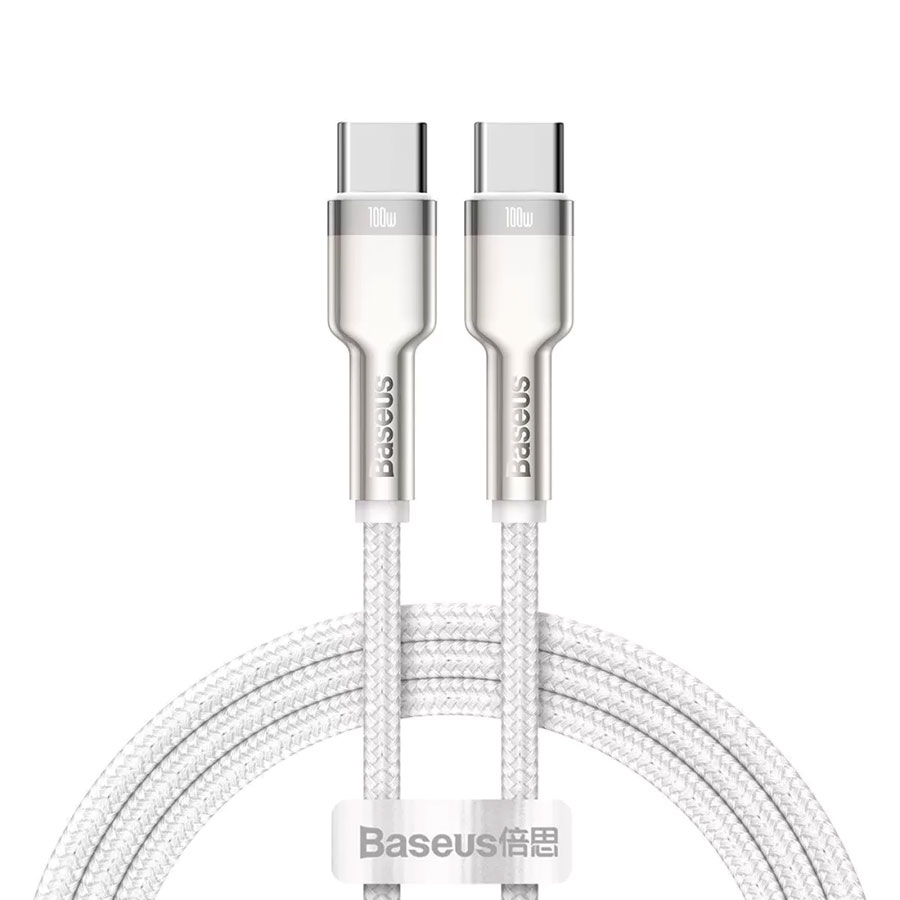 Кабель USB Type-C to Type-C 100W 1m білий Cafule Metal Baseus