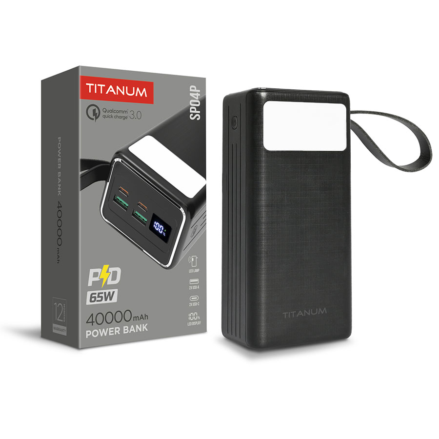 Павербанк TITANUM 40000mAh PD65W чорний TPB-SP04P-B