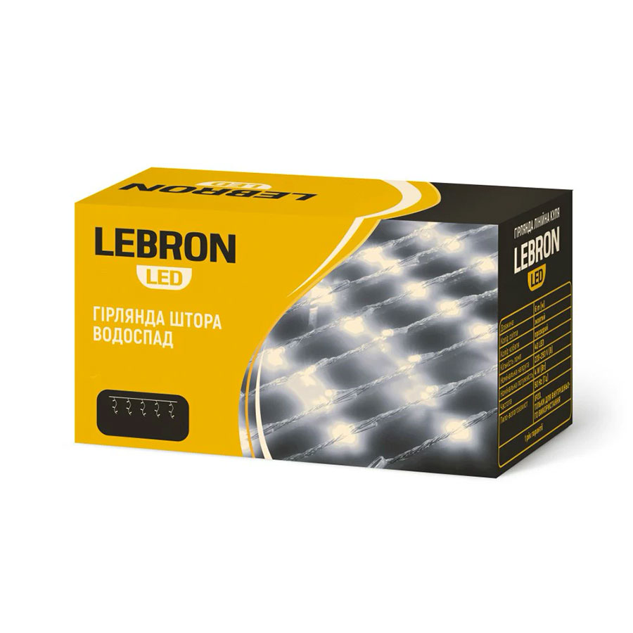 Гірлянда LED штора водоспад 3х2м, 240LED, жовта, IP20