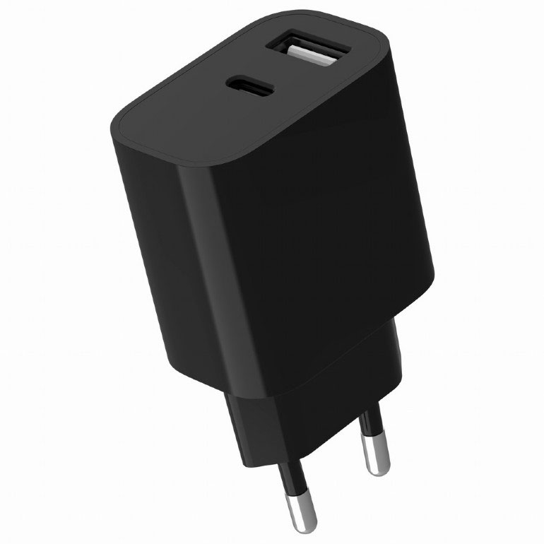 Мереж. заряд. пристрій 2 USB-A+USB-C 2.4A(12W),чорн.,TA-UC-2AC12-01-BK