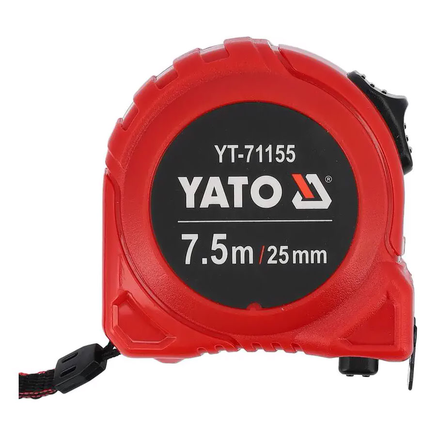 Рулетка YATO 7.5 м x 25 мм зі сталевою стрічкою і нейлоновим покриттям і подвійним блокуванням YT-71155