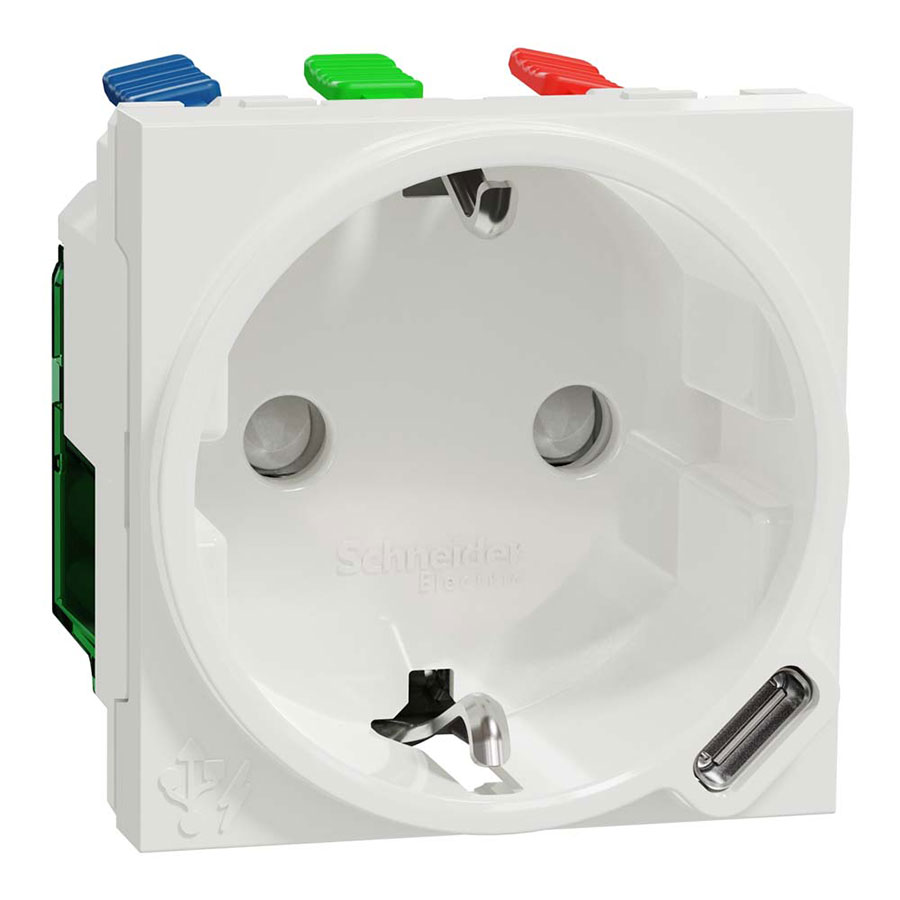 Розетка Schneider Unica NEW біла 1-на з заземленням + USB тип С 10,5 Вт 2 мод NU301718