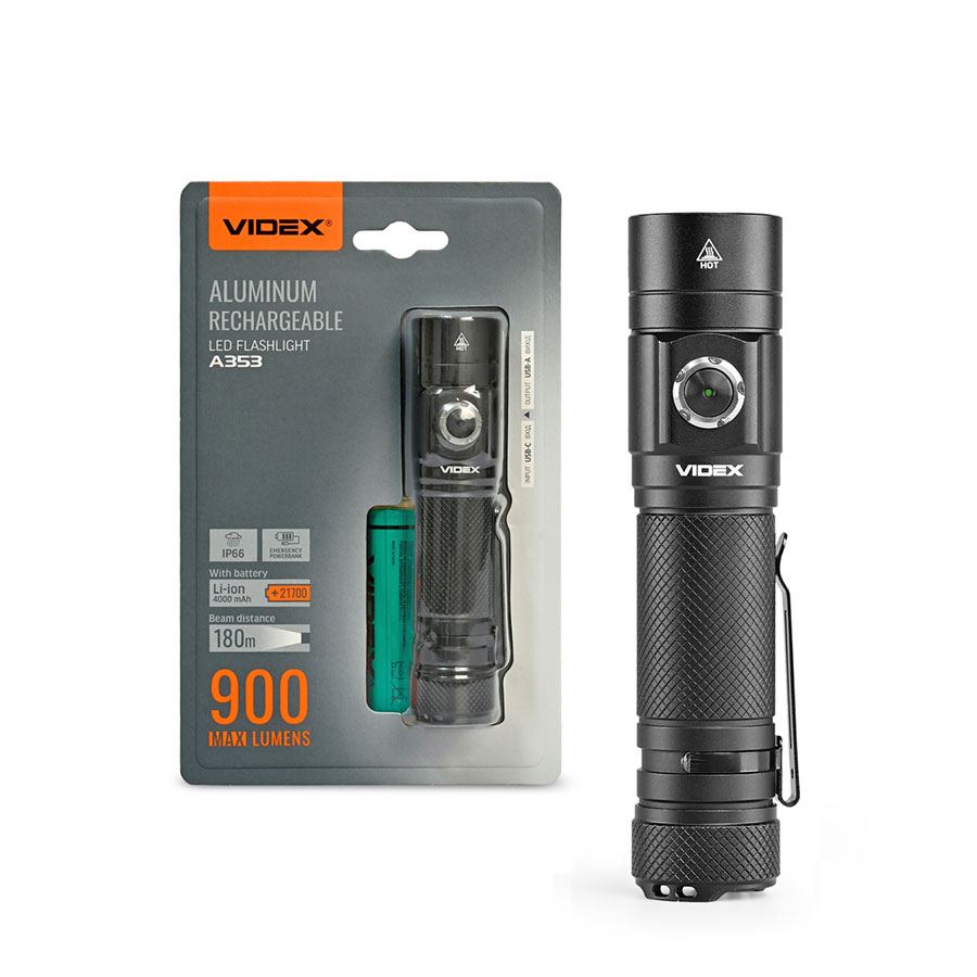 Ліхтарик LED 900Lm 5000K VIDEX VLF-A353