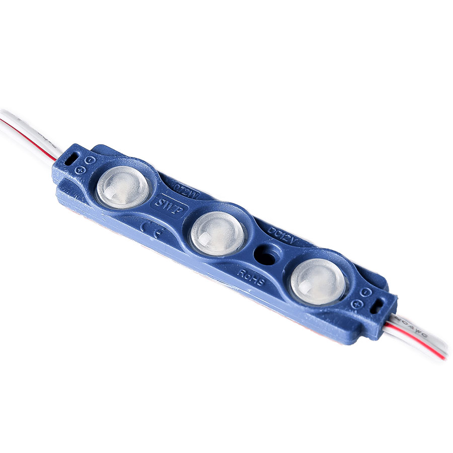 LED-модуль лінза 3LED 0,7Вт 12V 2835led IP65 блакитний OPTX