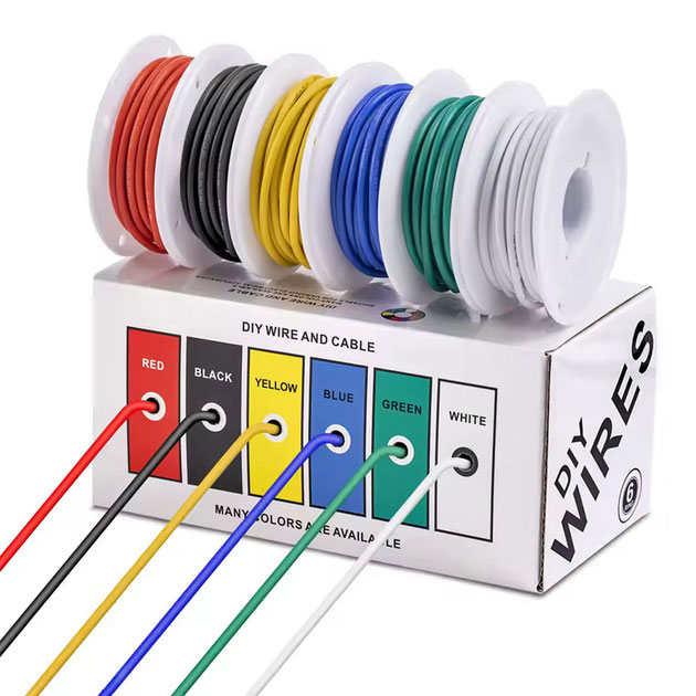 Набір дротів силіконових 1жила 20AWG 6 кольорів по 10м