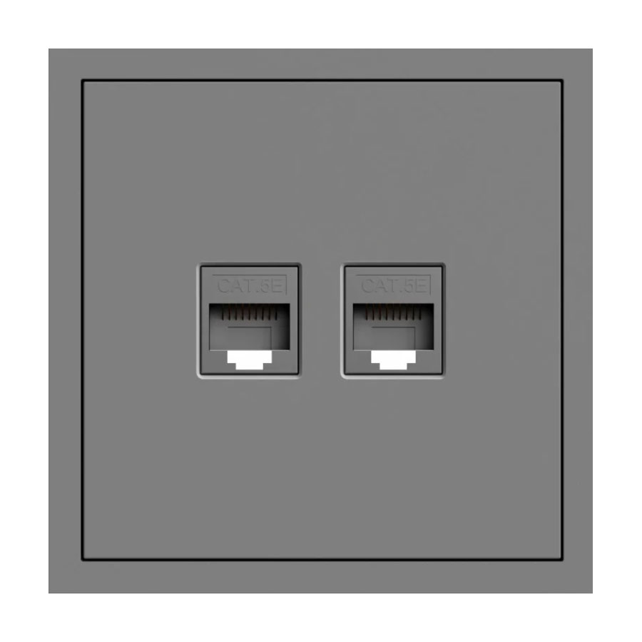 Розетка 2-на комп. RJ-45 Cat.5e сіра Ardero Soft ER152PC-G