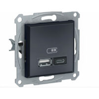Розетка USB тип A+C 21Вт ASFORA антрацит EPH2700571