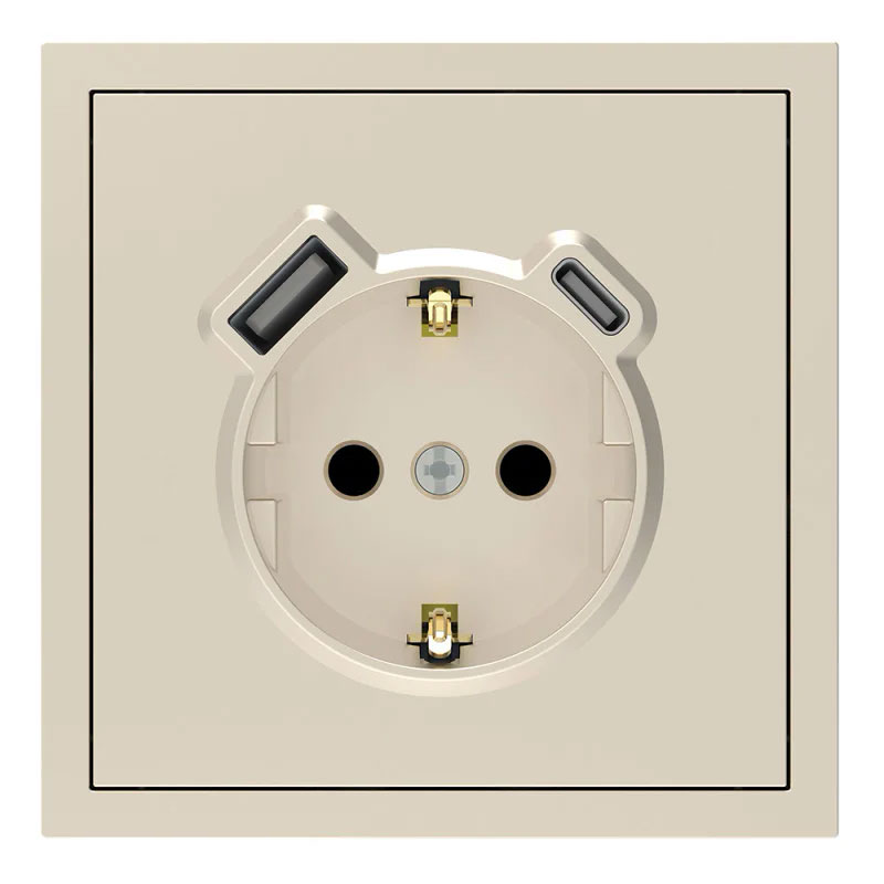 Розетка 1-на з/з із USB-A+Type-C шампань Ardero Soft ER123USB-C