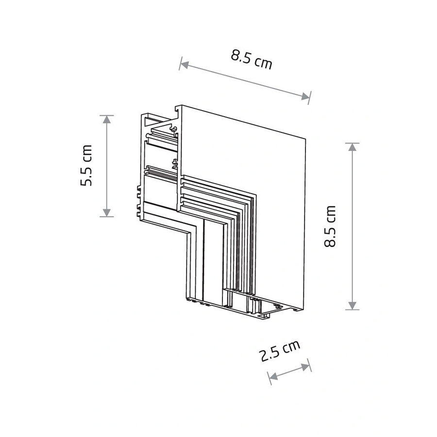 11623 З’єднувач кутовий стельо-стіновий врізний Nowodvorski LVM RECESSED INSIDE CORNER WHITE CN