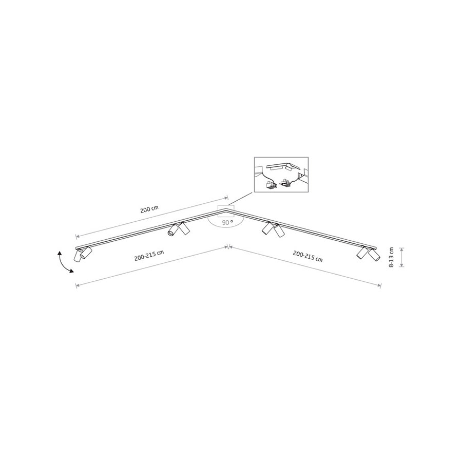 7702 Світильник Nowodvorski MONO CORNER VIII 2X200 BLACK/GOLD PL