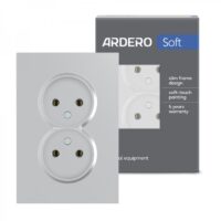 Розетка подвійна Ardero ER112-S Soft 16А без заземлення срібна Світ. стельовий BRILUM 702S 70W (Rx7s) білий Розпродаж!!!