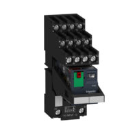Мініатюрне попередньо зібране вставне реле з розеткою, 6A, 4CO, LED, кнопка тестування, що блокується, змішана розетка, 24В постійного струму