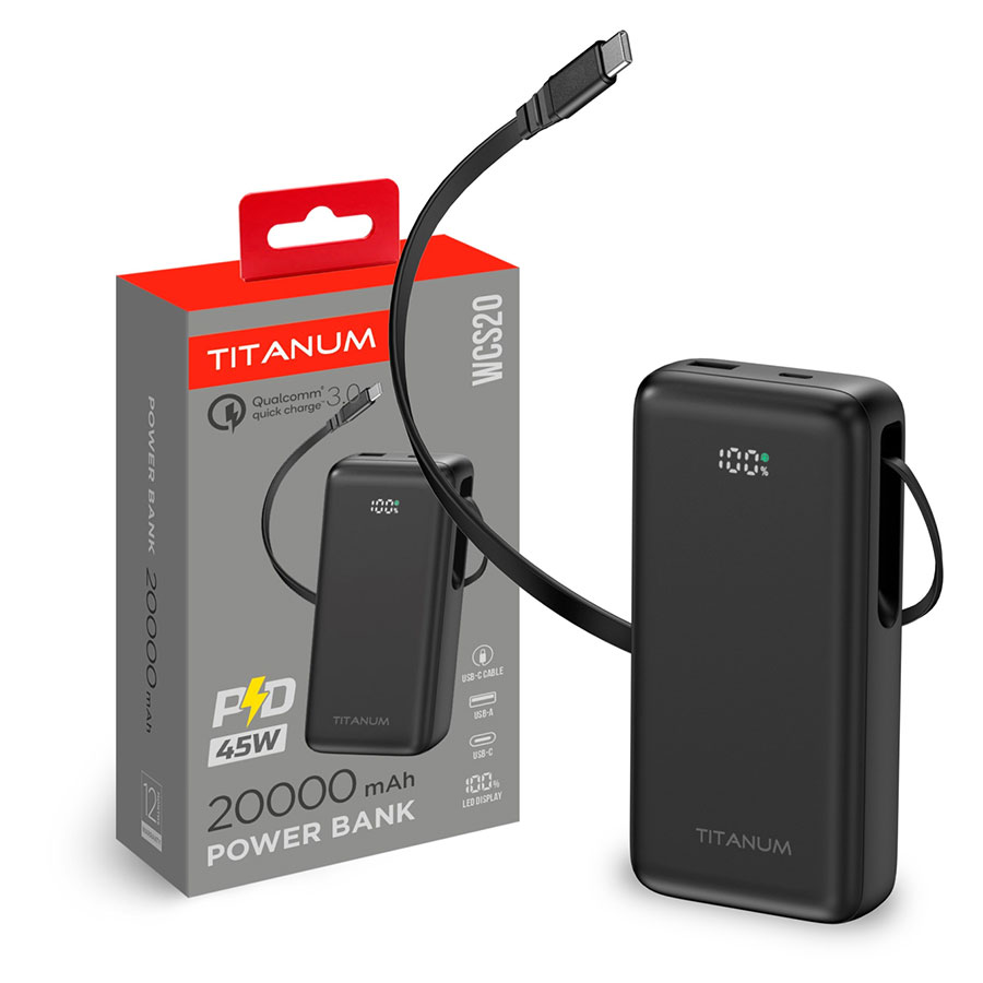 Павербанк 20000mAh PD45W, чорний TPB-WCS20