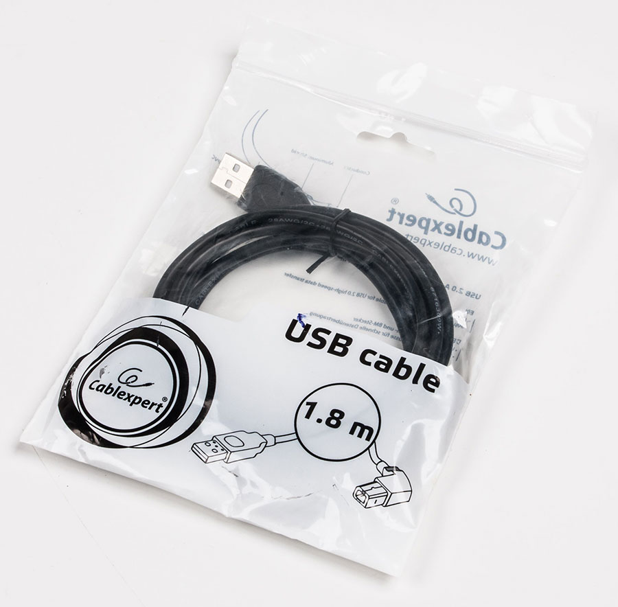 Кабель USB 2.0 A-тато/B-тато, кутовий, 1.8 м, преміум CCP-USB2-AMBM90-6