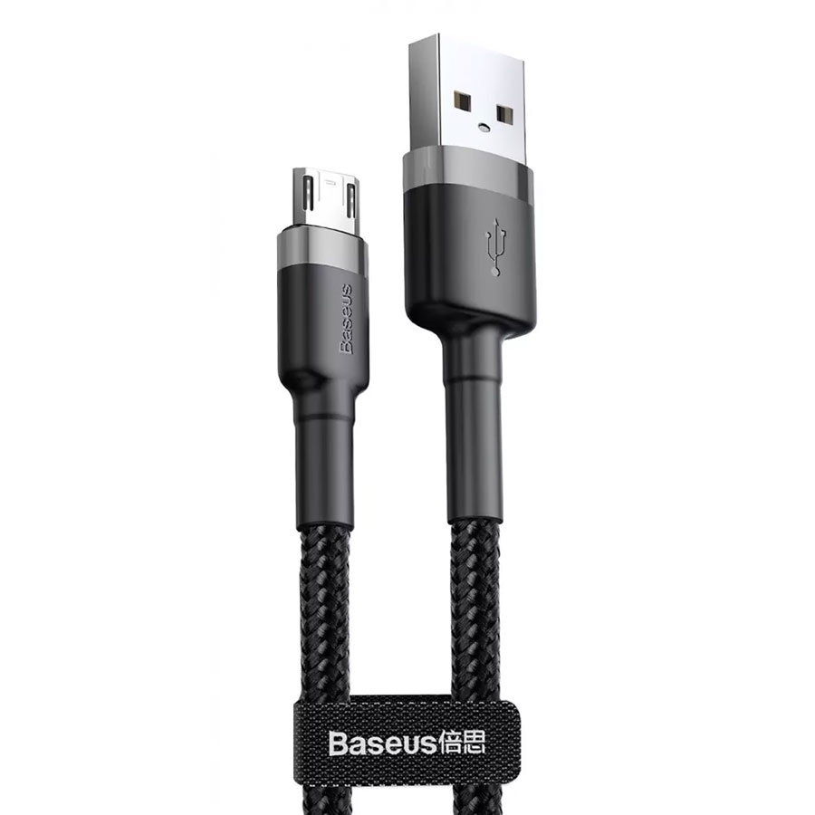 Кабель USB to Micro USB 2.4A 1m сірий/чорн. Baseus Cafule