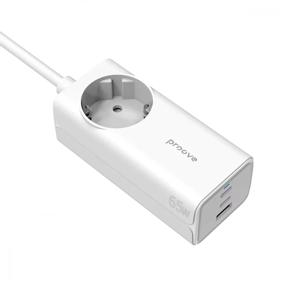 Мережевий фільтр 1 гніздо + 2 Type-C + 1 USB 1,5м білий Proove Power Strip PD-02 65W